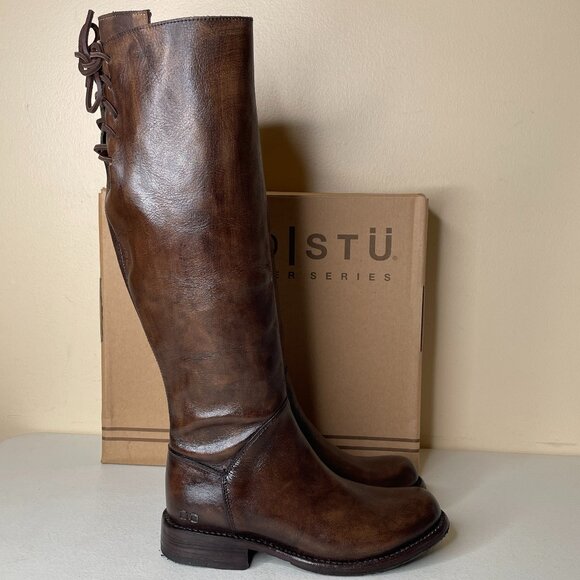 BED STU Manchester Distressed Brown Leather Tall Riding Boots BedStu Size 6 - Picture 2 of 16